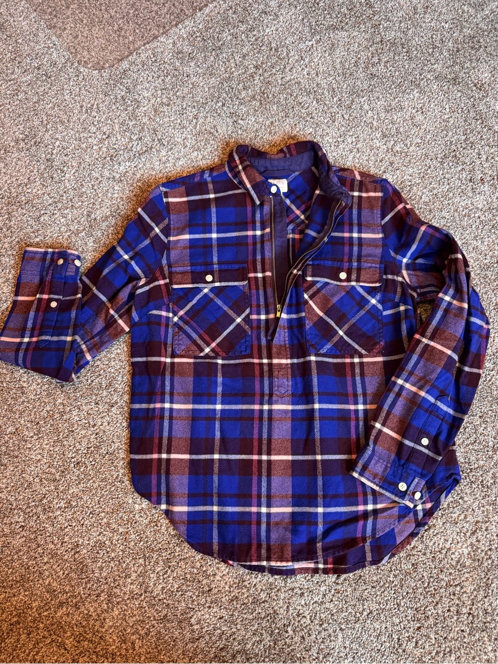 Women’s Blue & Plum Plaid Half-zip